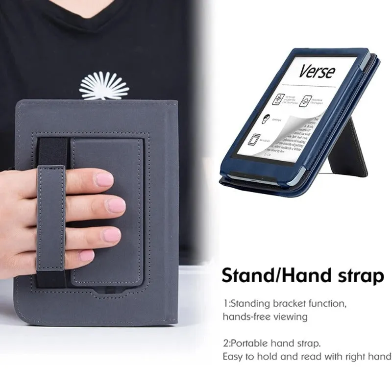 Flip PU Case With Hand Holder For Pocketbook