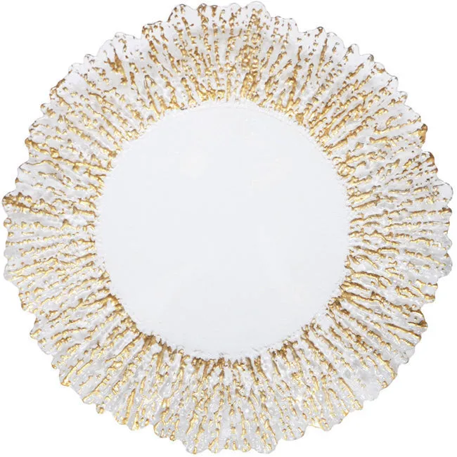 Floral - Glass Charger Plate in Gold (Item # 0238)