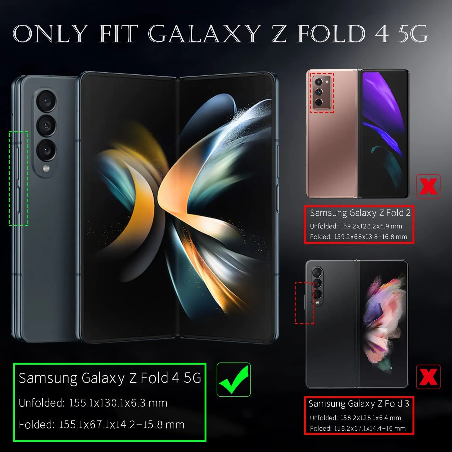 Galaxy Z Fold 4 5G Case, Z Fold 4 Case Wallet Phone Cover Black