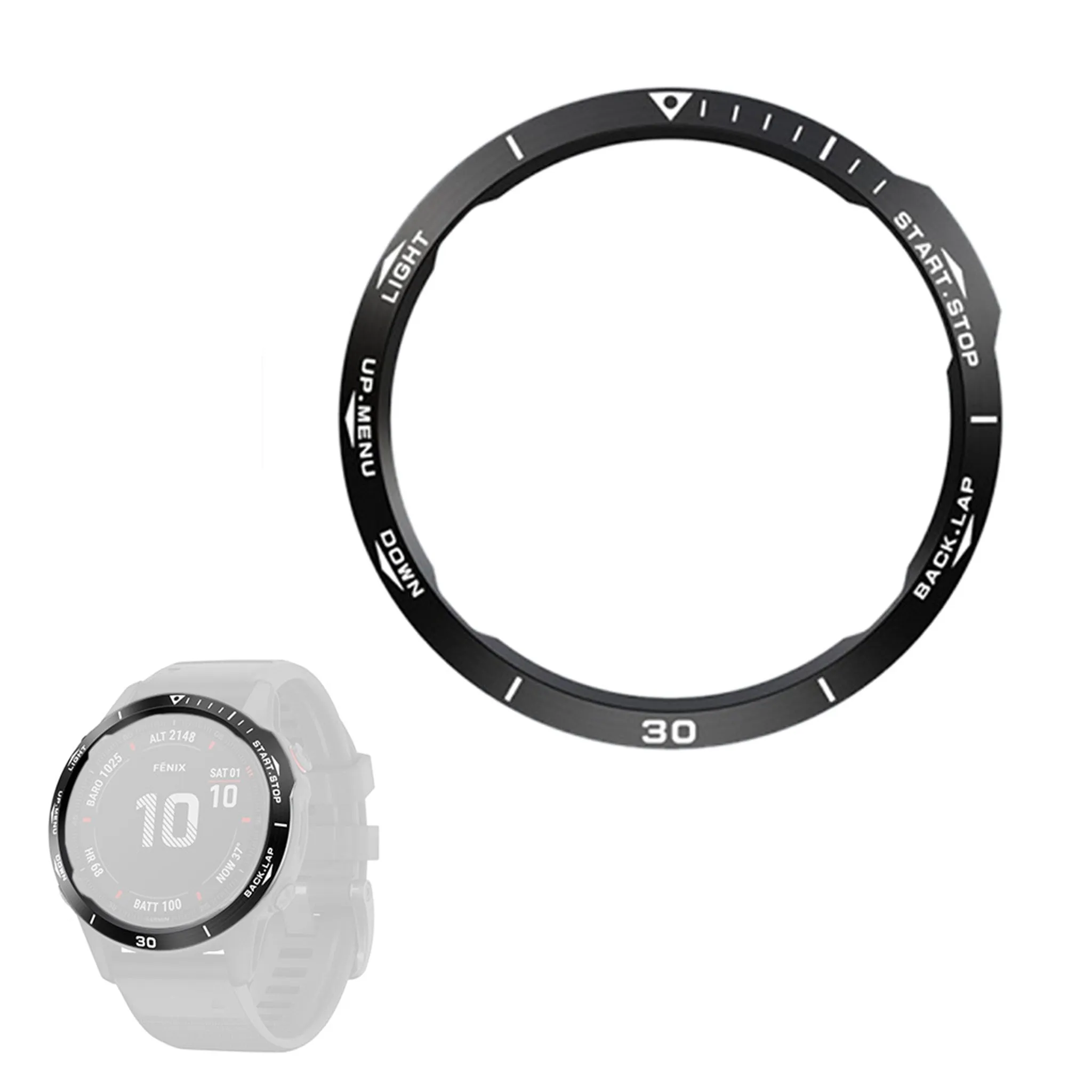 Garmin Fenix 6X stainless steel bezel - Black / Style B