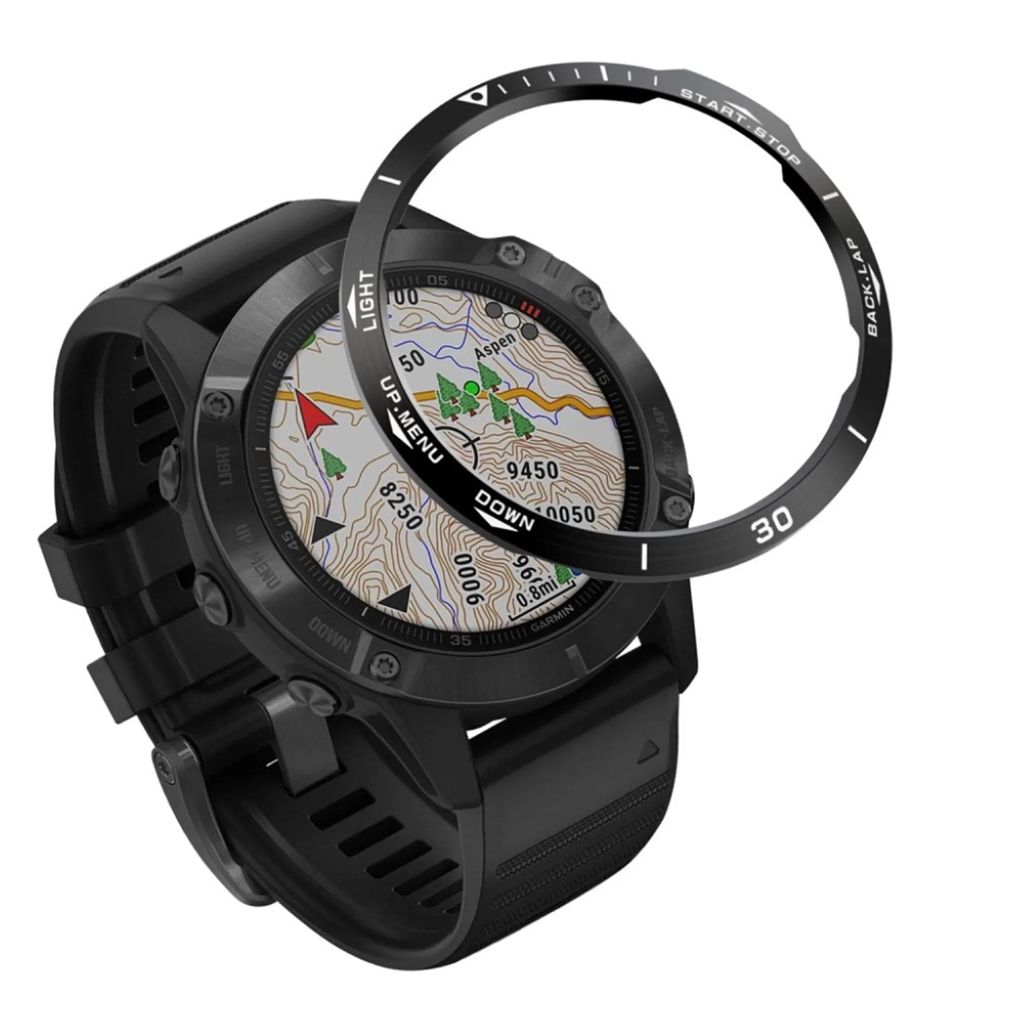 Garmin Fenix 6X stainless steel bezel - Black / Style B