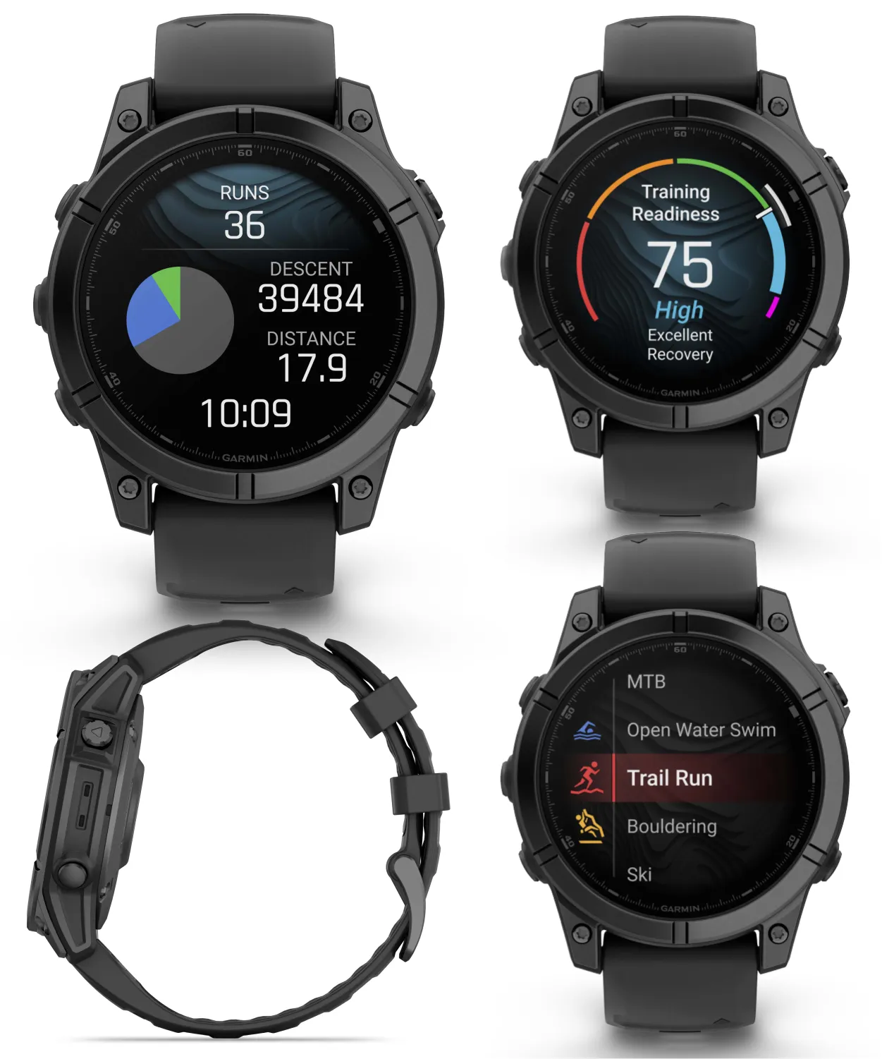 Garmin fenix E – 47 mm, AMOLED Slate Gray Steel with Black Silicone Band Multisport GPS Smartwatch (010-03025-03)