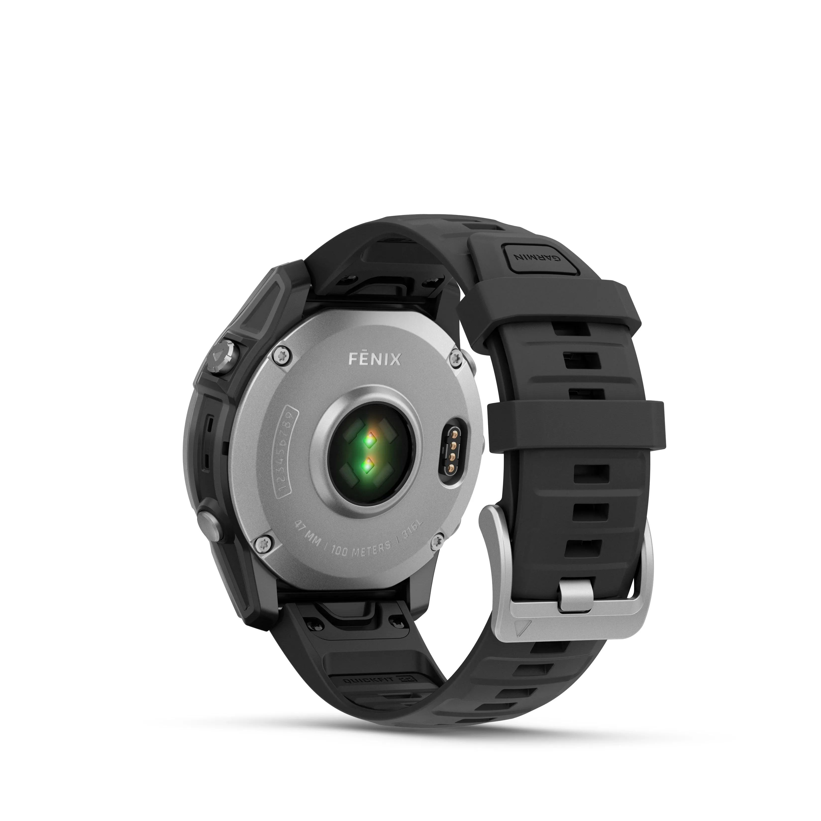 Garmin fenix E – 47 mm, AMOLED Stainless Steel with Black Silicone Band Multisport GPS Smartwatch (010-03025-02)