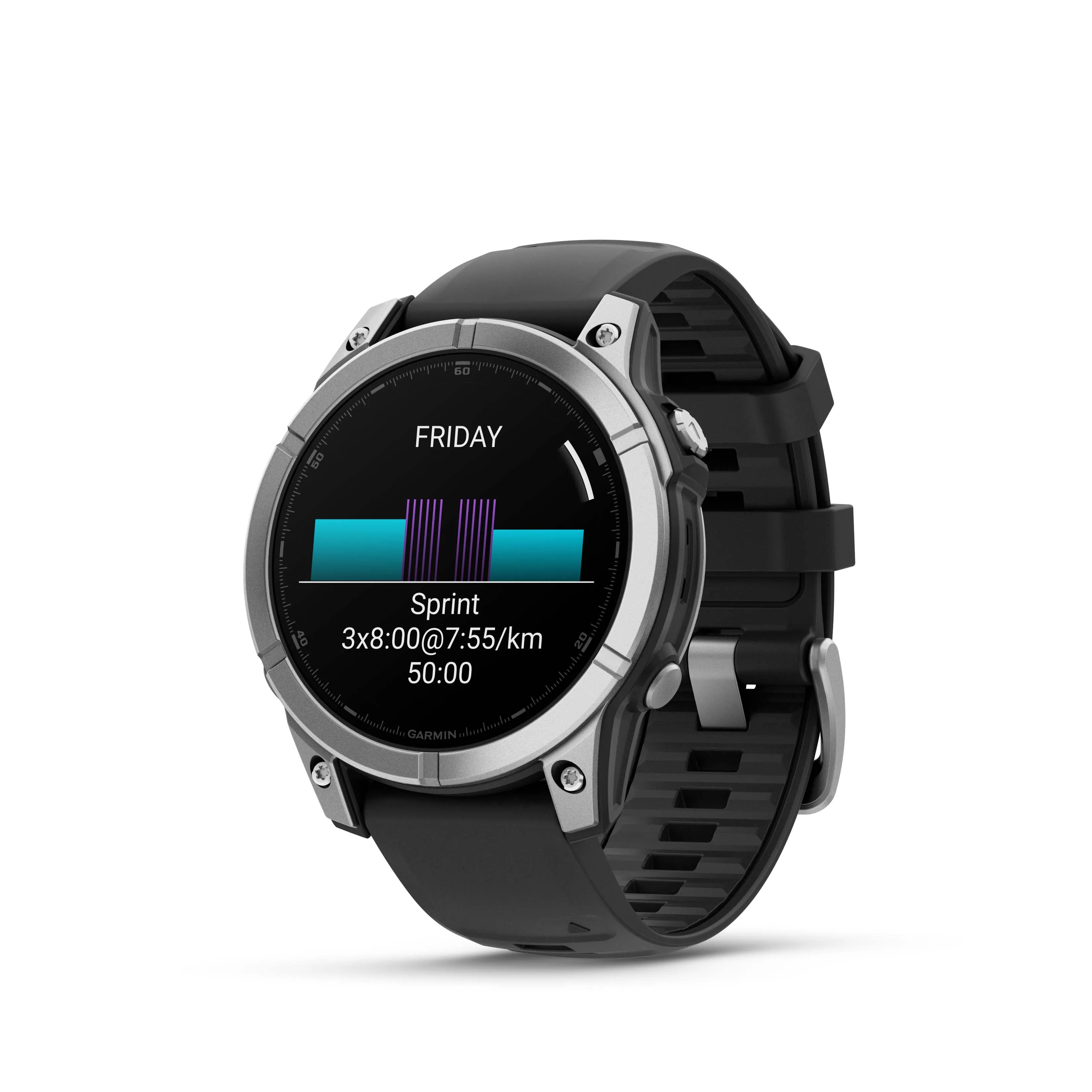 Garmin fenix E – 47 mm, AMOLED Stainless Steel with Black Silicone Band Multisport GPS Smartwatch (010-03025-02)