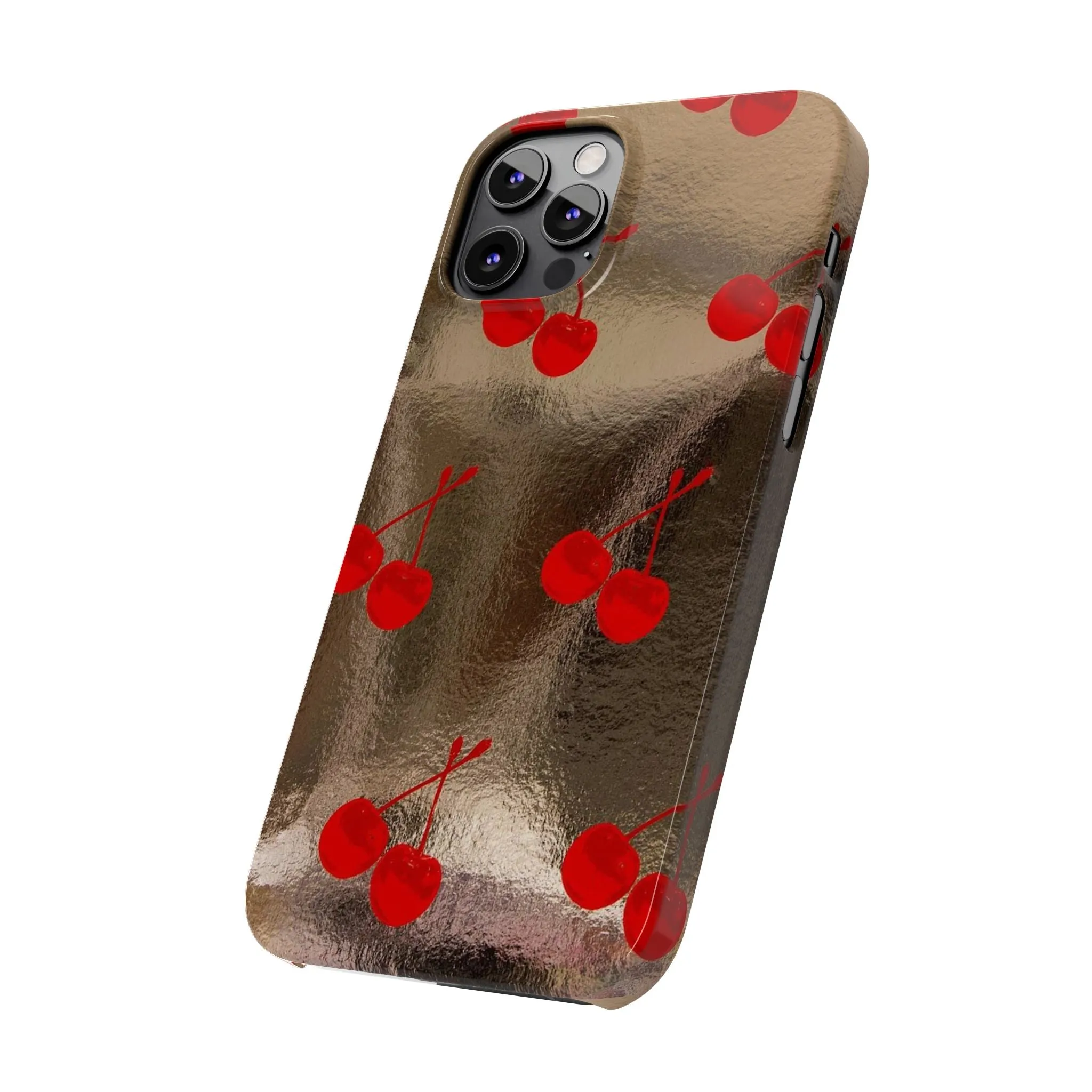 Golden Cherry Bliss Slim iPhone Cases