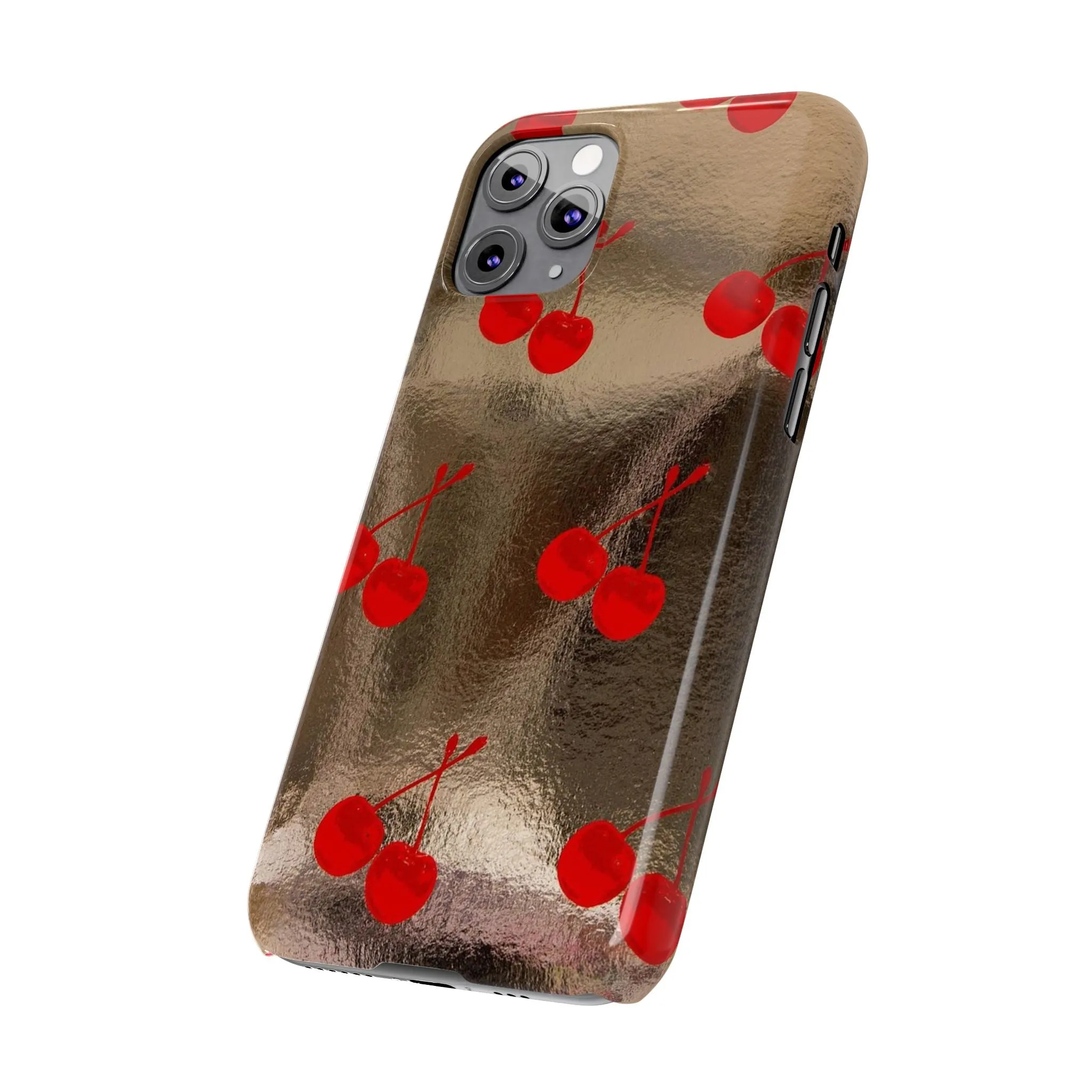 Golden Cherry Bliss Slim iPhone Cases