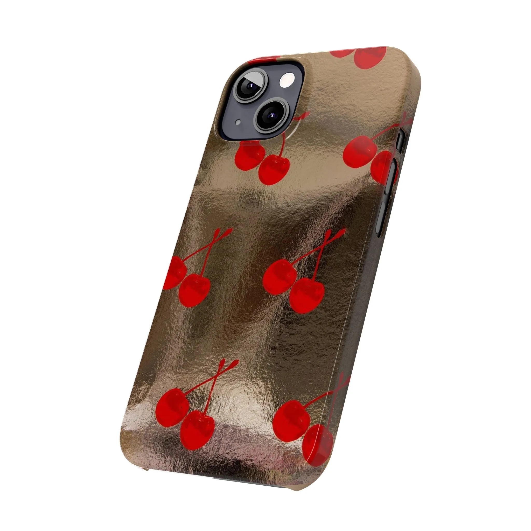 Golden Cherry Bliss Slim iPhone Cases