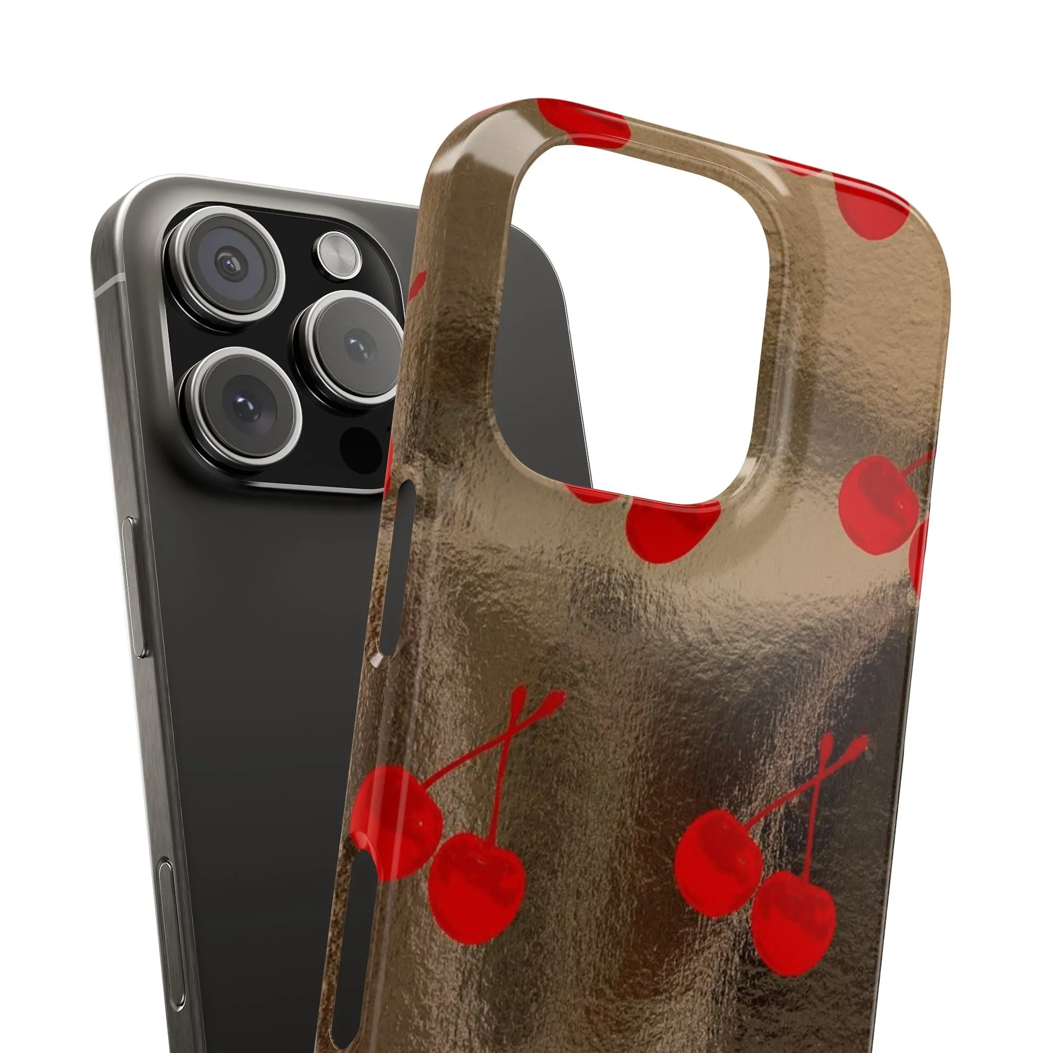 Golden Cherry Bliss Slim iPhone Cases