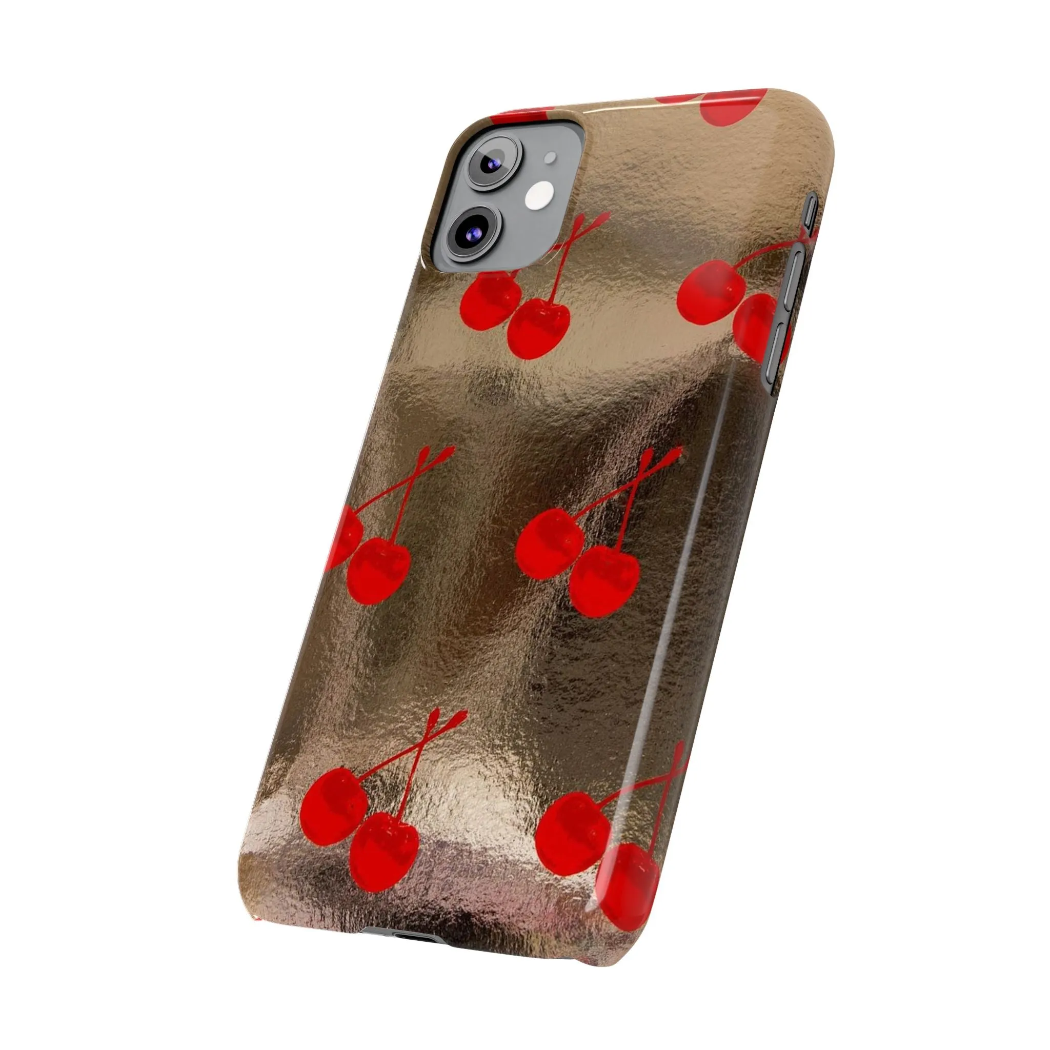 Golden Cherry Bliss Slim iPhone Cases