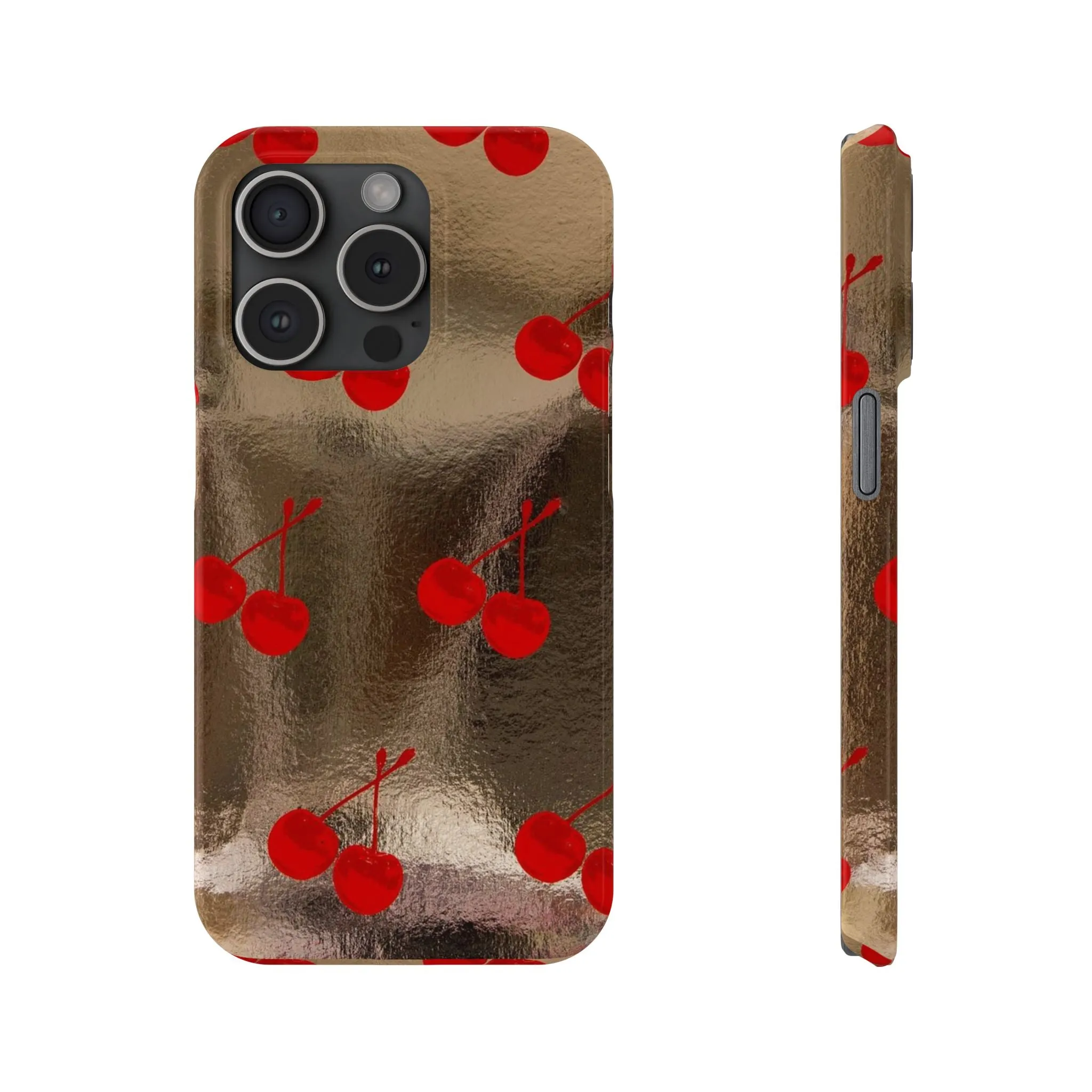 Golden Cherry Bliss Slim iPhone Cases