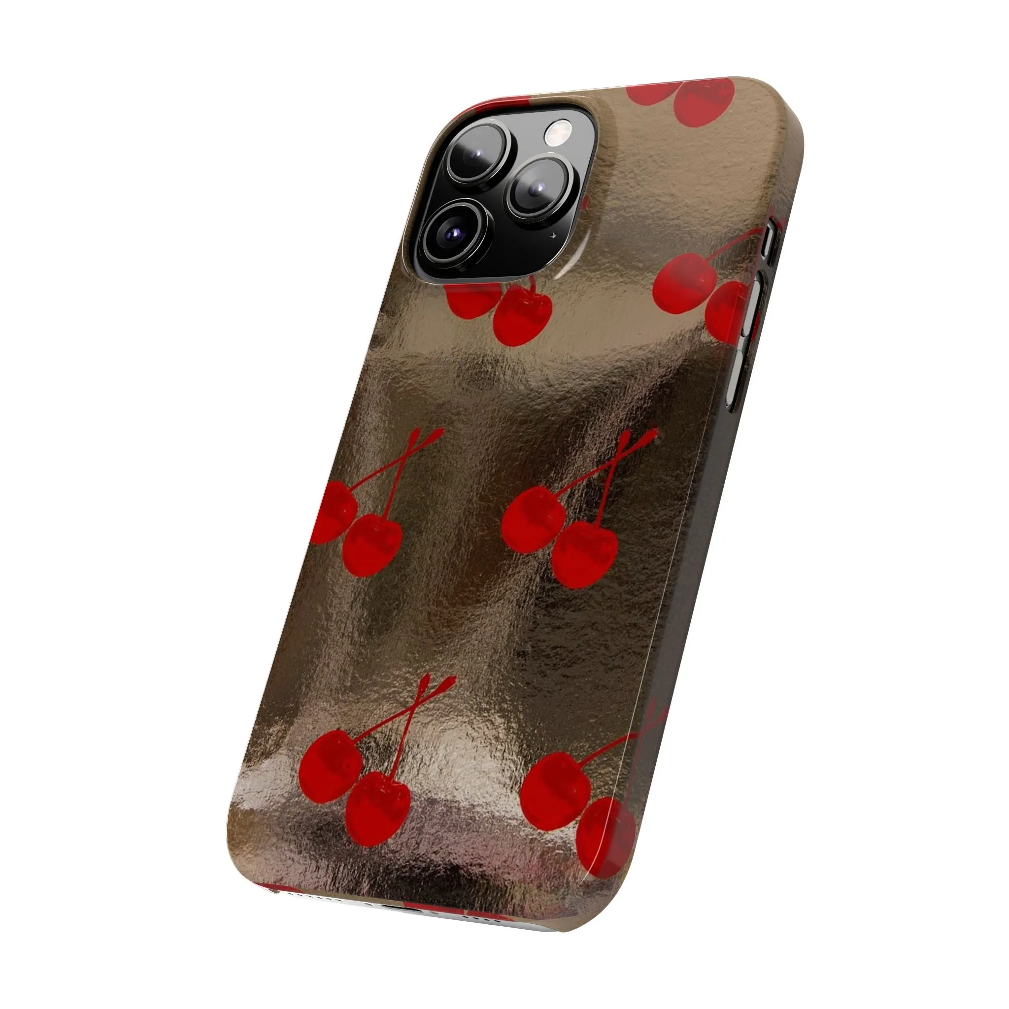 Golden Cherry Bliss Slim iPhone Cases