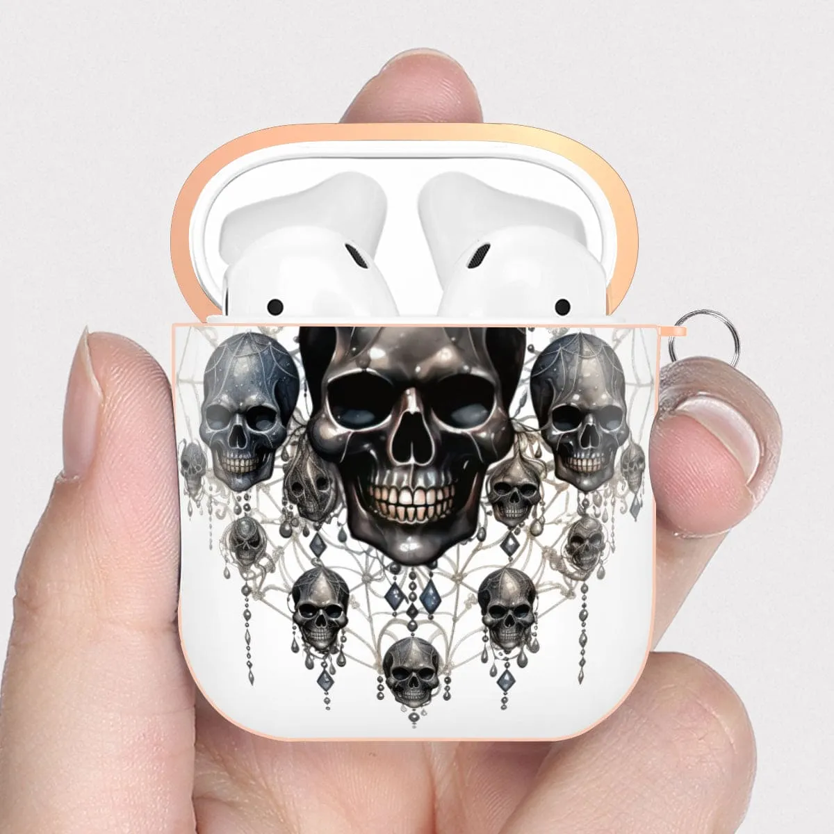 Gothic Skulls Spiderweb AirPods 2 Rose Gold Case