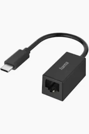 Hama Network Adapter Usb C Plug Lan/Ethernet Socket Gigabit 200322