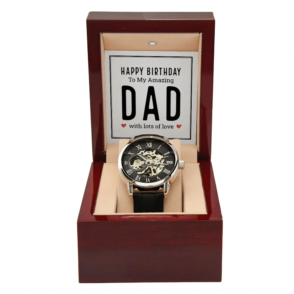 Happy birthday to my amazing dad Men's Openwork Watch with Mahogany Box