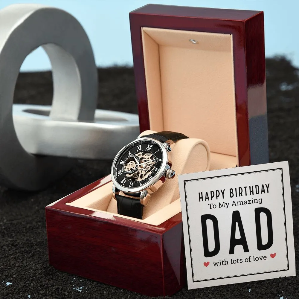 Happy birthday to my amazing dad Men's Openwork Watch with Mahogany Box