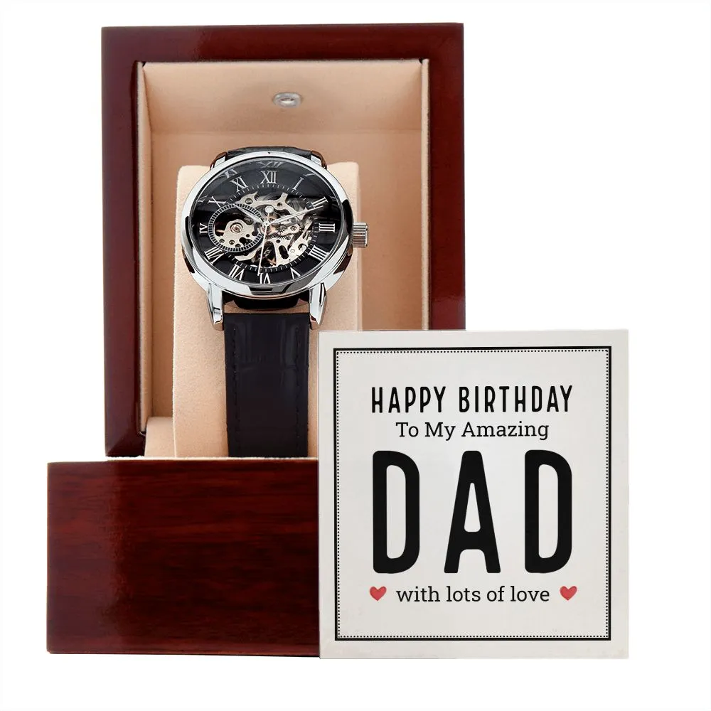 Happy birthday to my amazing dad Men's Openwork Watch with Mahogany Box