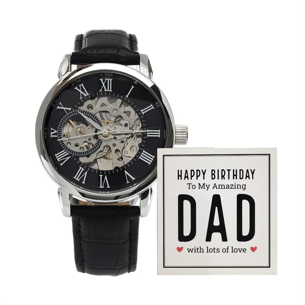 Happy birthday to my amazing dad Men's Openwork Watch with Mahogany Box