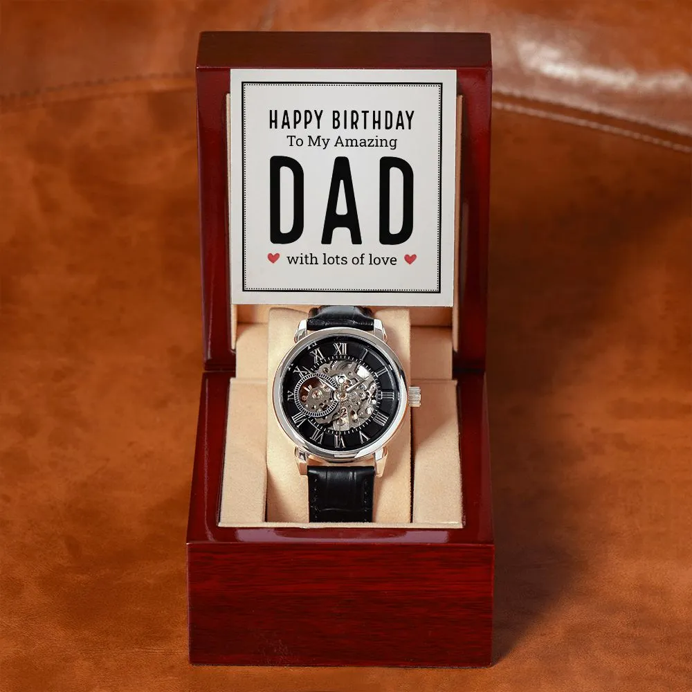 Happy birthday to my amazing dad Men's Openwork Watch with Mahogany Box