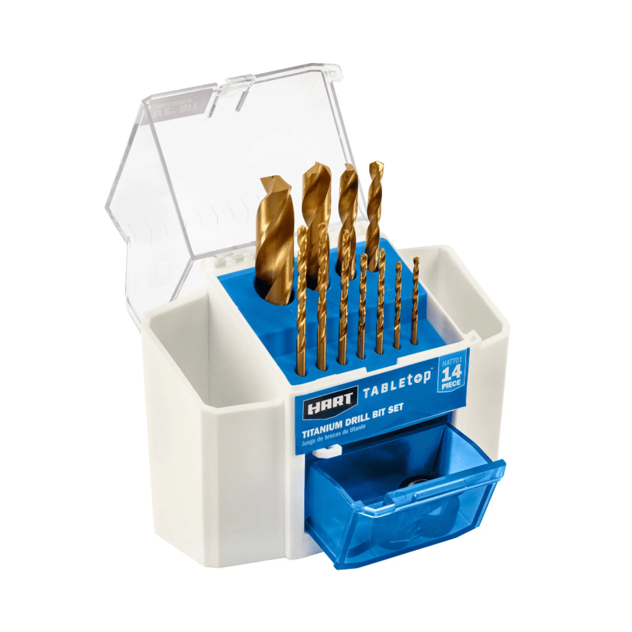 HART 14-Piece Titanium Drill Bit Set with Storage