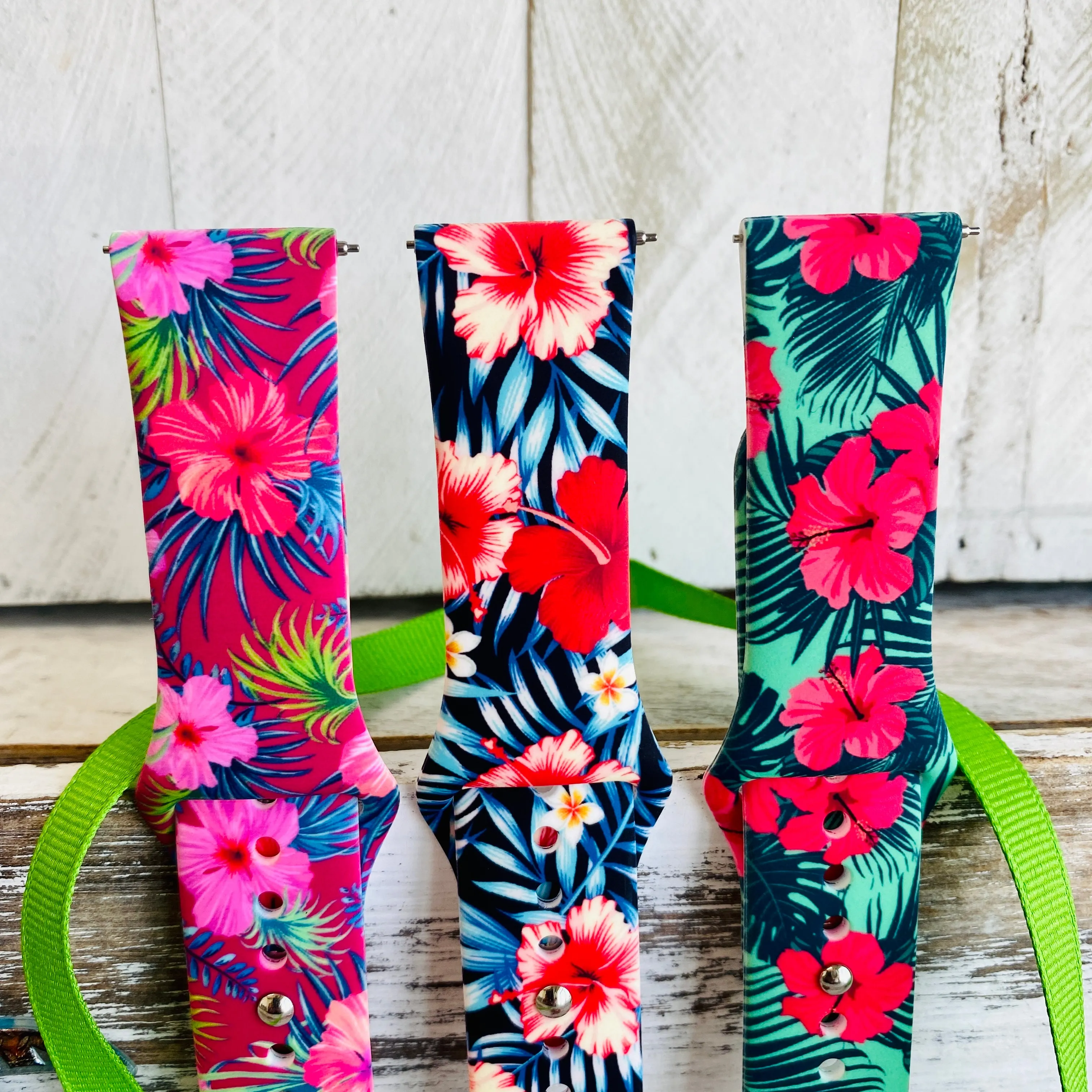 Hibiscus Print Silicone Band For Fitbit Versa 1/2 Multiple Colors Available