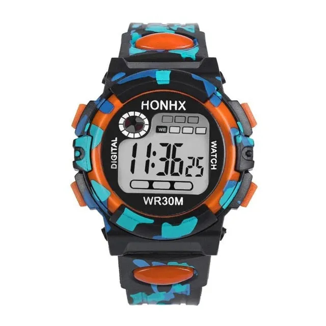 HONHX Multifunction Chidren Digital Watches Boys Girls Child Rubber Sports Electronic Wrist Watch Kids LED Date Clock Reloj #Zer