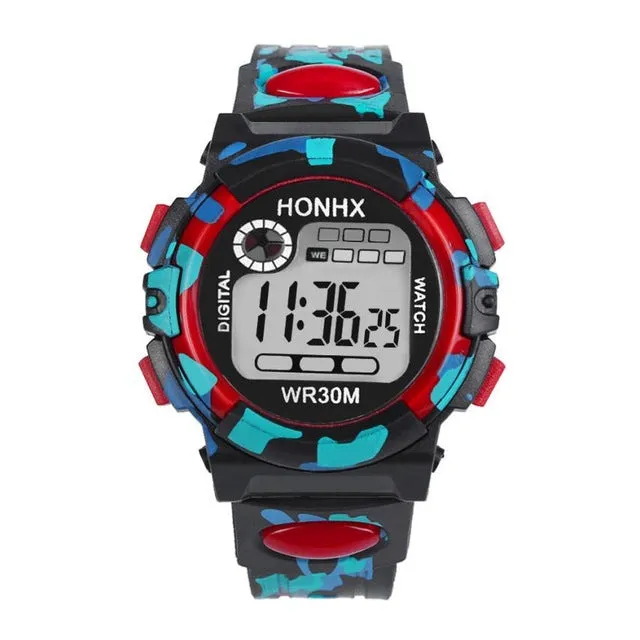 HONHX Multifunction Chidren Digital Watches Boys Girls Child Rubber Sports Electronic Wrist Watch Kids LED Date Clock Reloj #Zer