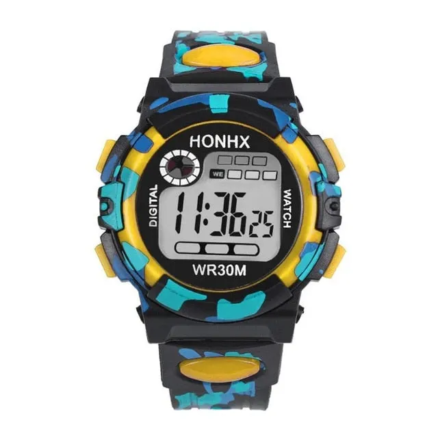 HONHX Multifunction Chidren Digital Watches Boys Girls Child Rubber Sports Electronic Wrist Watch Kids LED Date Clock Reloj #Zer