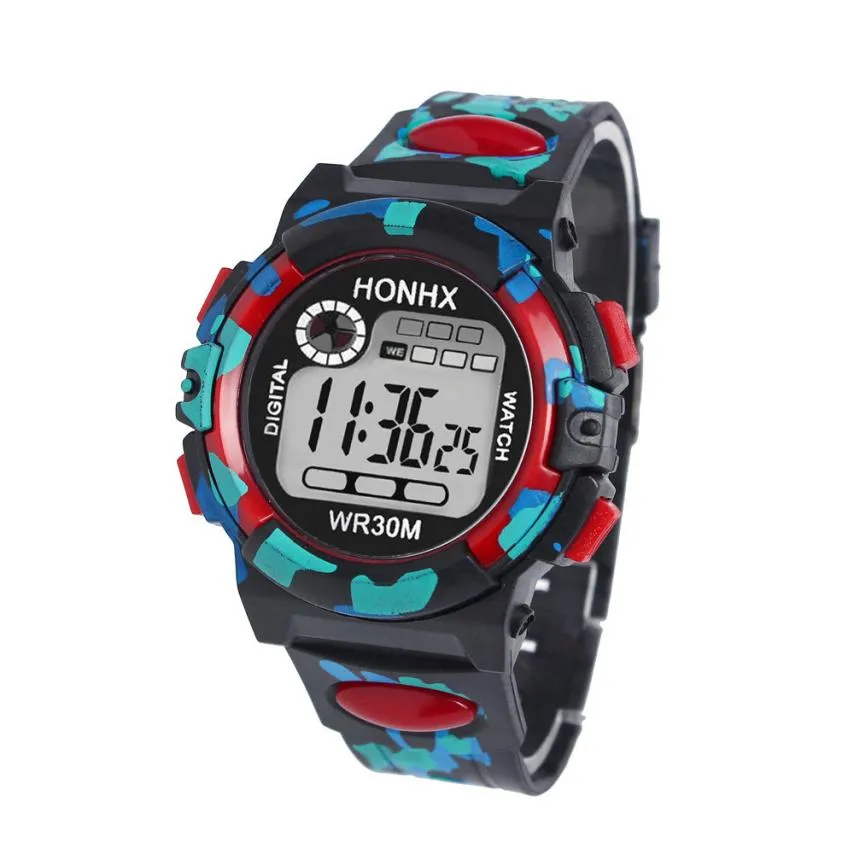 HONHX Multifunction Chidren Digital Watches Boys Girls Child Rubber Sports Electronic Wrist Watch Kids LED Date Clock Reloj #Zer