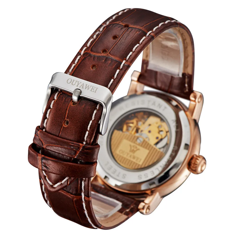 Hot sale Men Watch Luxury Brand Casual Leather Strap Mechanical Watches 1 ATM Water Resistant