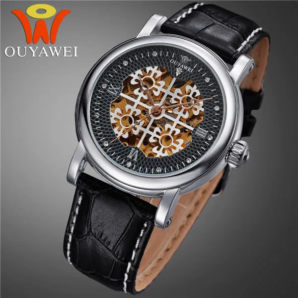 Hot sale Men Watch Luxury Brand Casual Leather Strap Mechanical Watches 1 ATM Water Resistant