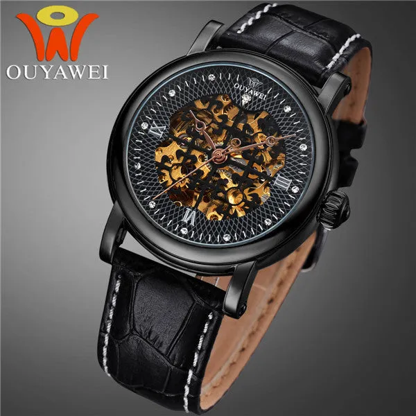 Hot sale Men Watch Luxury Brand Casual Leather Strap Mechanical Watches 1 ATM Water Resistant