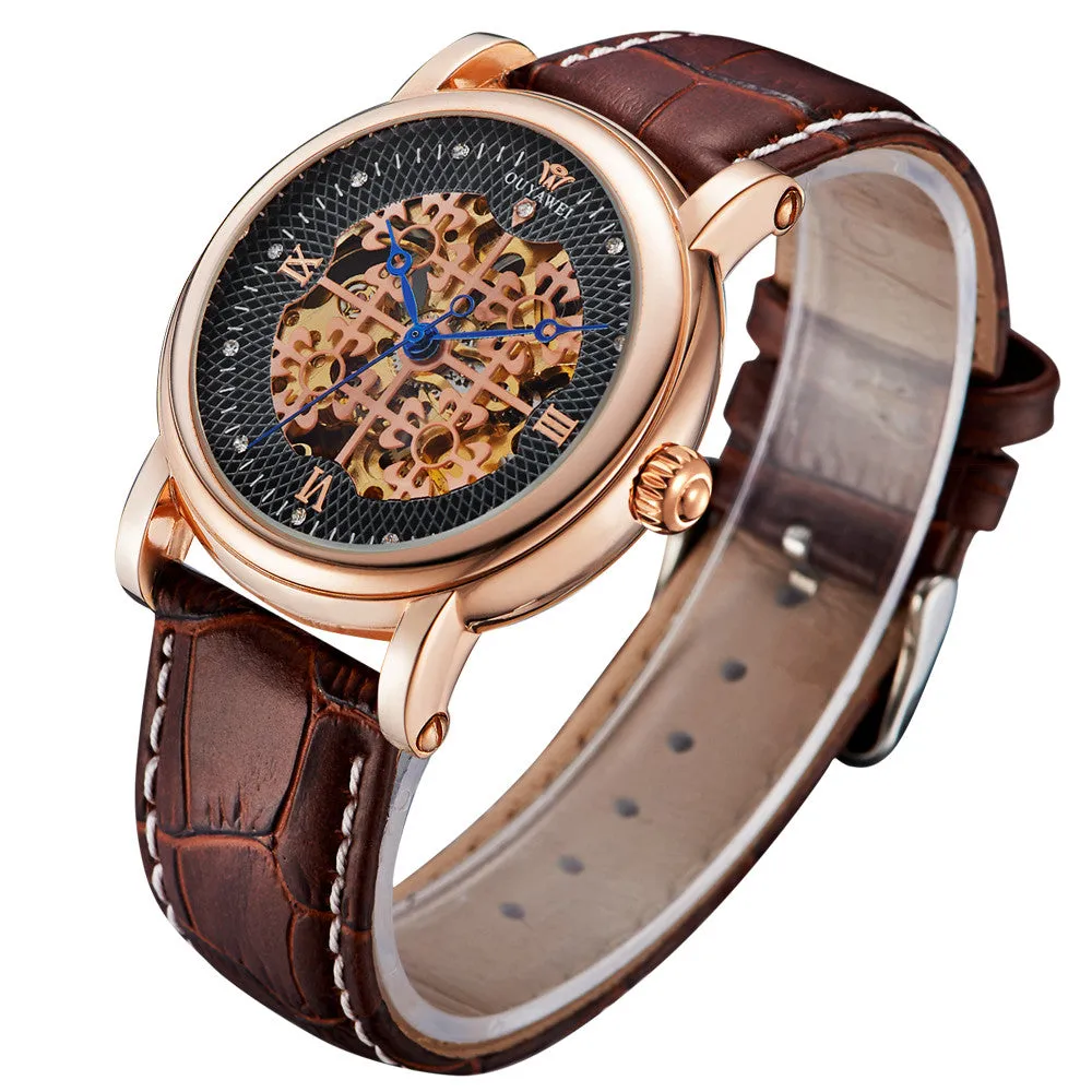 Hot sale Men Watch Luxury Brand Casual Leather Strap Mechanical Watches 1 ATM Water Resistant