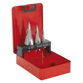 HSS M2 Step Drill Bit Set 3pc Spiral Flute