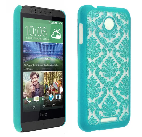 HTC Desire 510 Case, Ultra Slim Damask Vintage Hard Case Cover - Teal