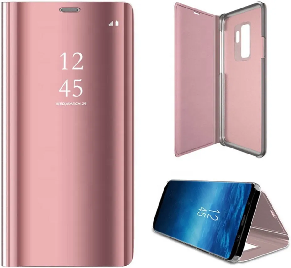 Huawei P30 Lite Clear View Wallet Case - Rose Gold Pink