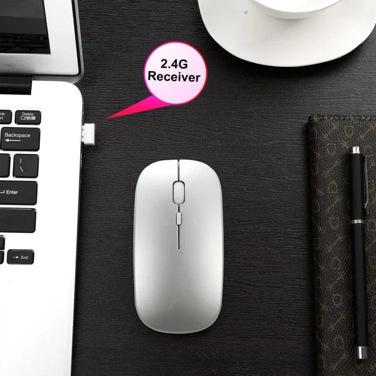 HXSJ M90 Wireless Bluetooth Mouse - Ultra-Thin, Rechargeable, Silent Click, Dual Mode 2.4GHz