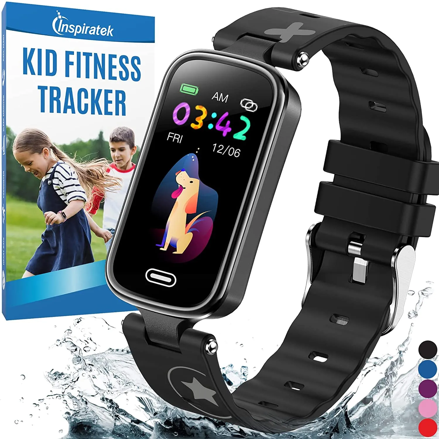 Inspiratek Kids Fitness Tracker for Age 5-16，2022 Upgraded Tracker Kids Watch，Waterproof Watch for Kids with Pedometer，Sleep Monitor & Calorie Counter，Fitness Watch for Kids Girls Boys Teen