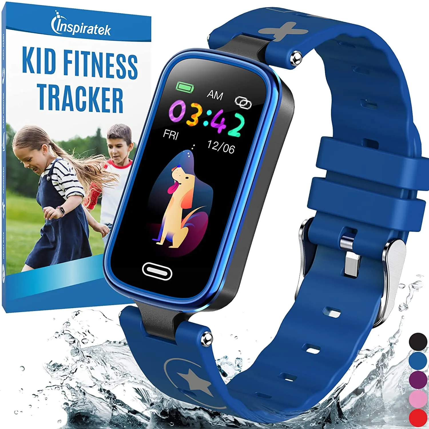 Inspiratek Kids Fitness Tracker for Age 5-16，2022 Upgraded Tracker Kids Watch，Waterproof Watch for Kids with Pedometer，Sleep Monitor & Calorie Counter，Fitness Watch for Kids Girls Boys Teen