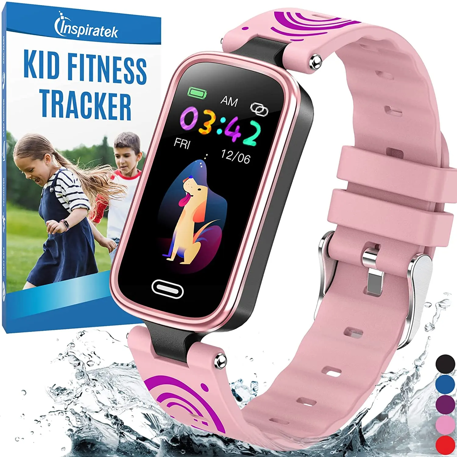 Inspiratek Kids Fitness Tracker for Age 5-16，2022 Upgraded Tracker Kids Watch，Waterproof Watch for Kids with Pedometer，Sleep Monitor & Calorie Counter，Fitness Watch for Kids Girls Boys Teen