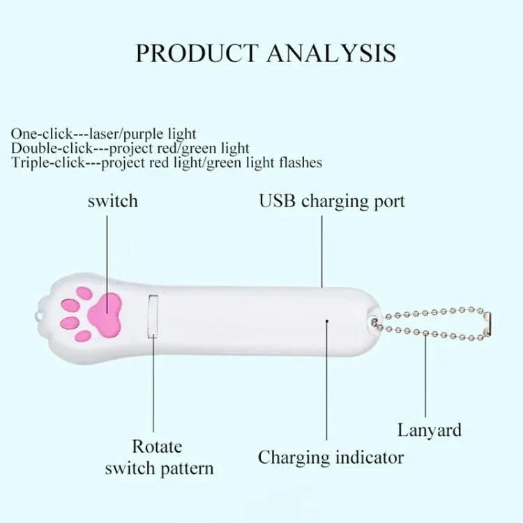 Interactive USB Rechargeable LED Projector Toy for Cats - Engaging Pet Teaser and Teasing Fun