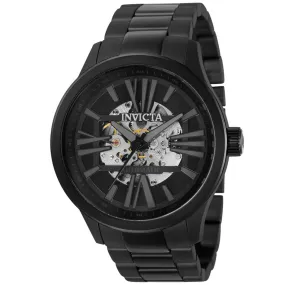 Invicta Men's Automatic Watch - Objet D Art Semi Skeleton Dial Black Bracelet | 32743