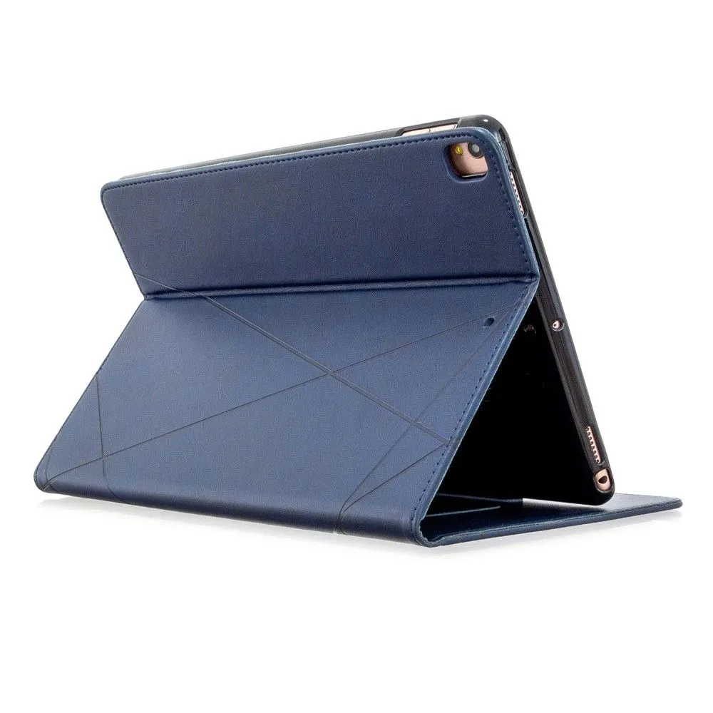 iPad 10.2 (2021) / (2020) / Air (2019) geometric pattern leather flip case - Blue