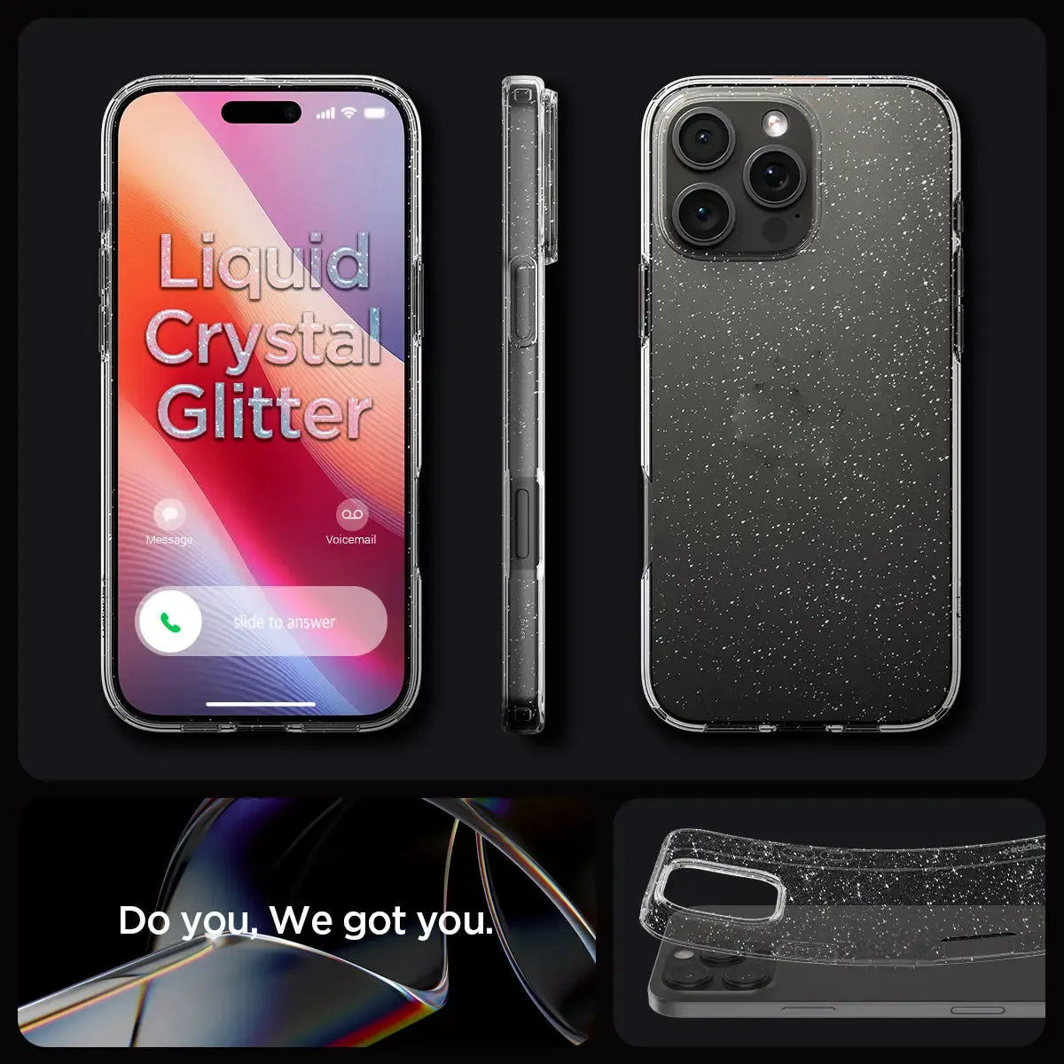 iPhone 16 Pro Case Liquid Crystal Glitter