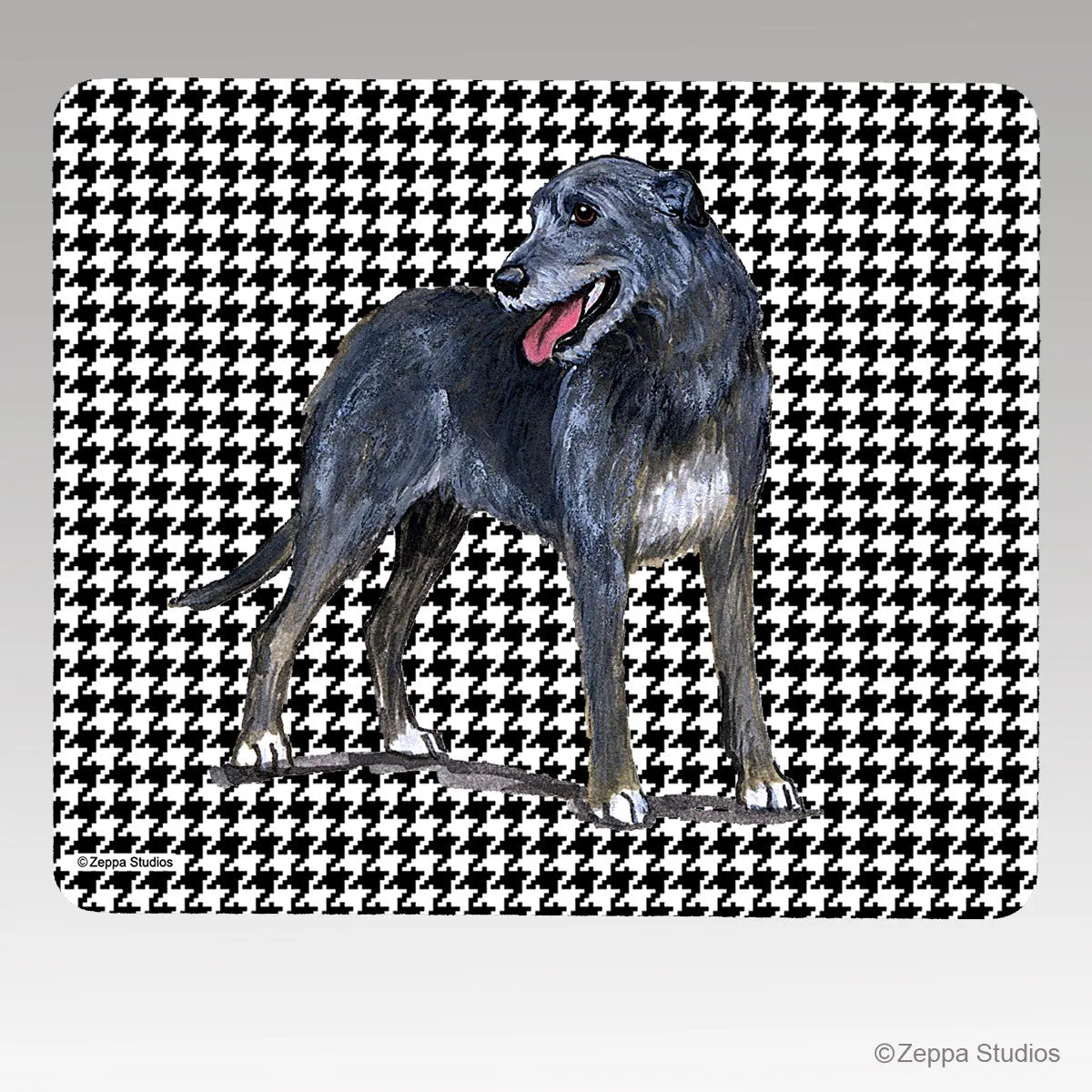 Irish Wolfhound Houndstooth Mouse Pad