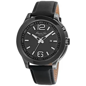 Kenneth Cole New York Men's Leather Strap Black Dial Watch 10022558