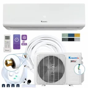 Klimaire DIY 12,000 BTU 20 SEER2 Ductless Mini Split Heat Pump Air Conditioner with 25 ft Pre-charged Installation Kit & Wi-Fi - 230V KOIQ12H2-4   KIWQ12H2-4T   IKT1438Q25