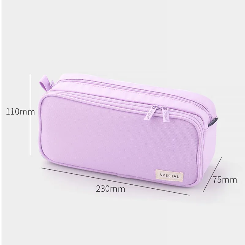 Large Flip Drawer Double Sided Zipper Rectangular Pencil Case