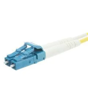 LC Duplex Fiber Optic Patch Cable, OS2 9/125 Singlemode, Yellow Jacket, Blue Connector, 20 meter (65.6 foot)