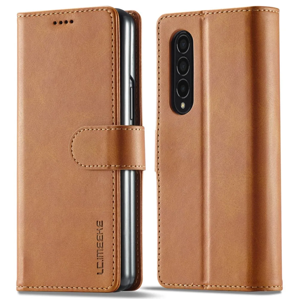 LC.IMEEKE Samsung Galaxy Z Fold3 5G Flip Case - Light Brown