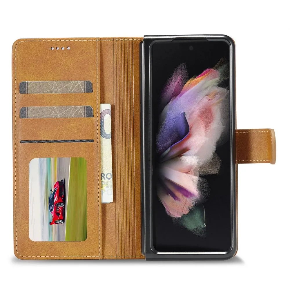 LC.IMEEKE Samsung Galaxy Z Fold3 5G Flip Case - Light Brown